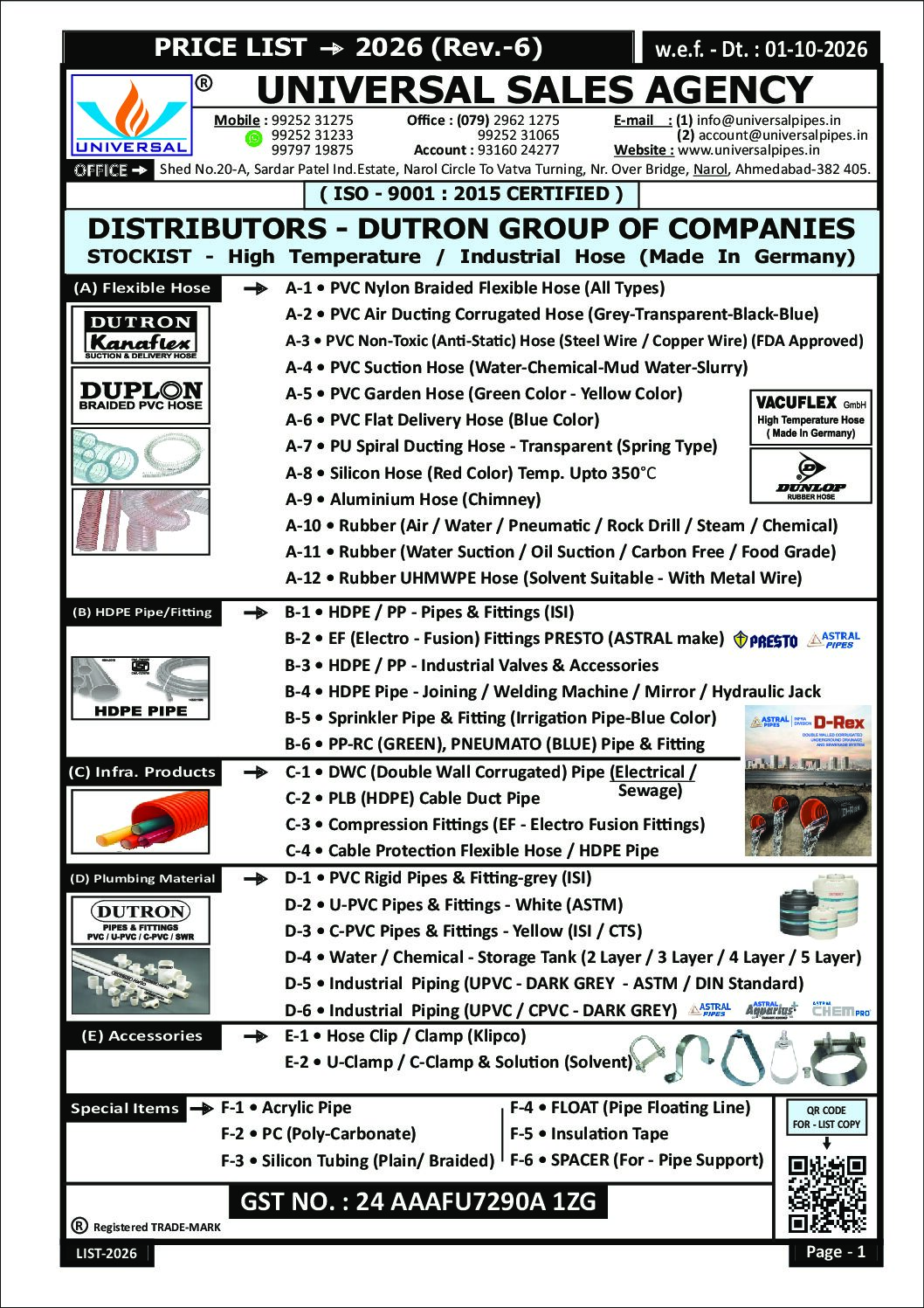 Full Price List - 01/10/2026